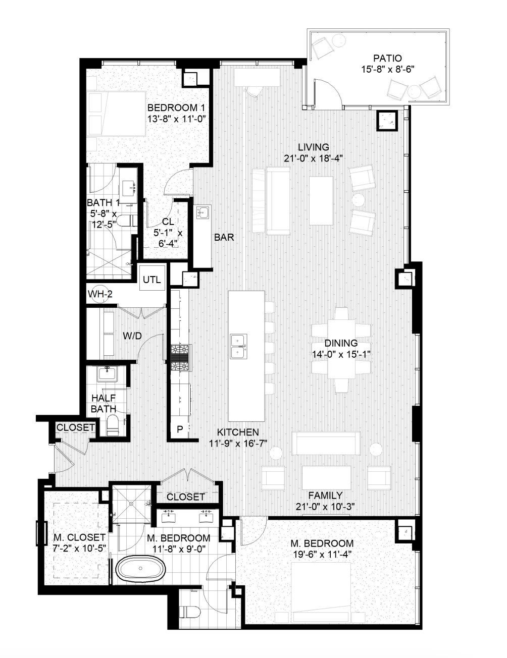 2D floor plan layout for the 2257 by Austin Lawrence Partners in The Novus, Durham, NC (Image 1).
