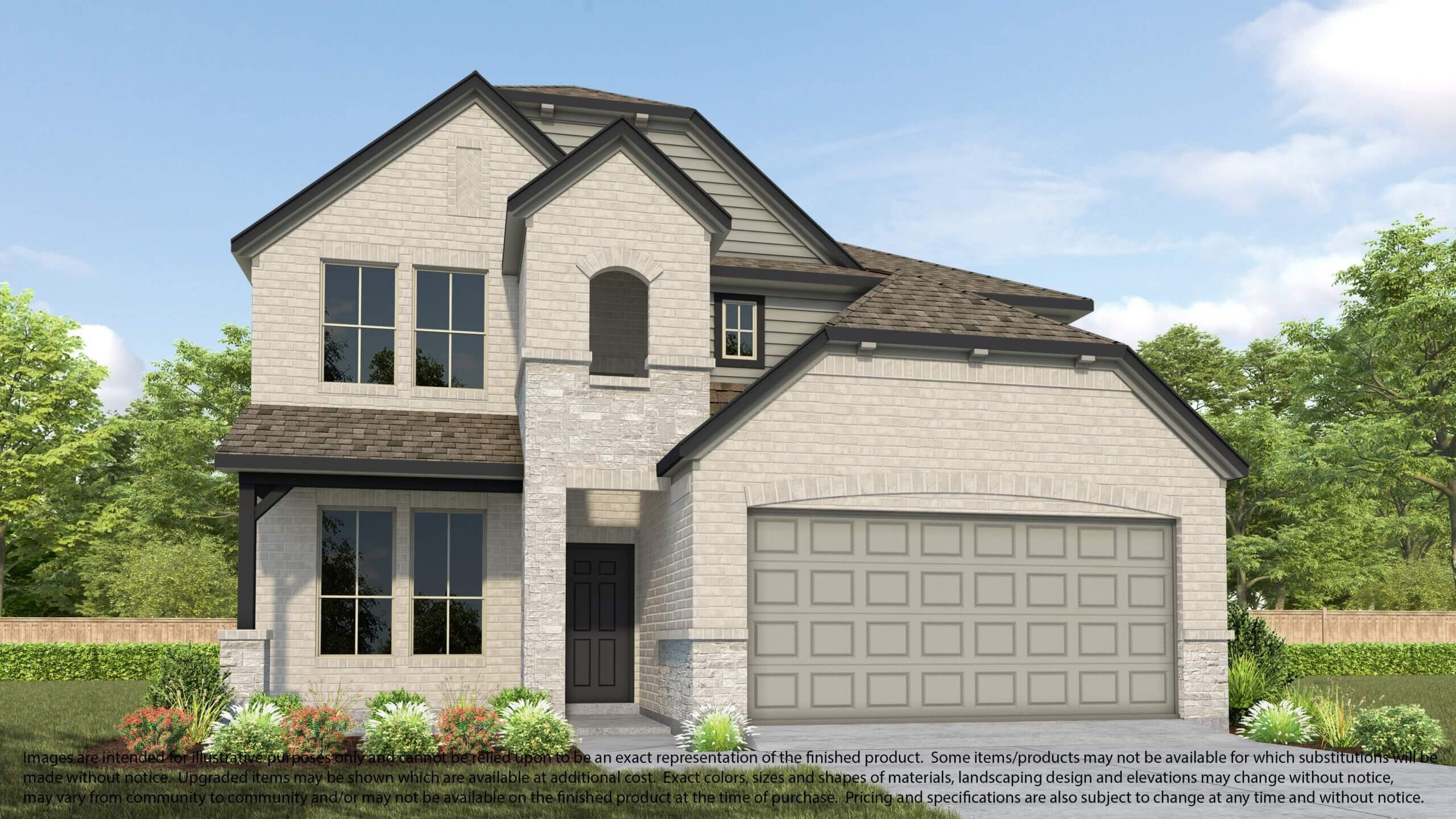 Front exterior of a new home in River Ranch, Dayton, TX, highlighting curb appeal (Image 1).