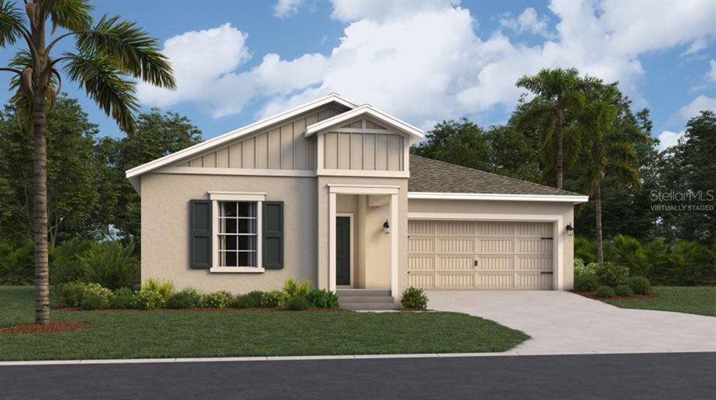 Front exterior of a new home in Knightsbridge, Kissimmee, FL, highlighting curb appeal (Image 1).