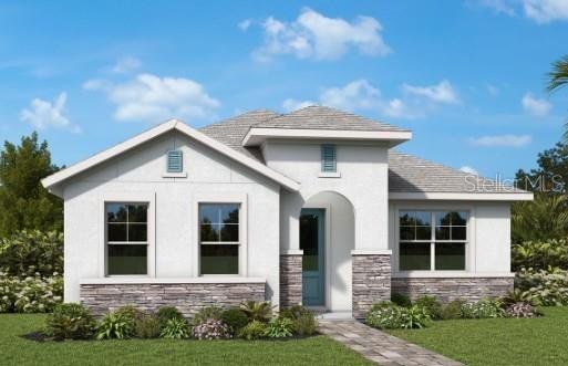 Front exterior of a new home in Vistera of Venice – Cottage Series, Nokomis, FL, highlighting curb appeal (Image 1). Front exterior of a new home in Vistera of Venice – Cottage Series, Nokomis, FL, highlighting curb appeal (Image 1).