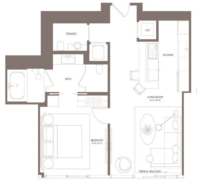 2D floor plan layout for the Residence 04 LVL 50-59 by Property Markets Group in Waldorf Astoria Residences Miami, Miami, FL (Image 1).