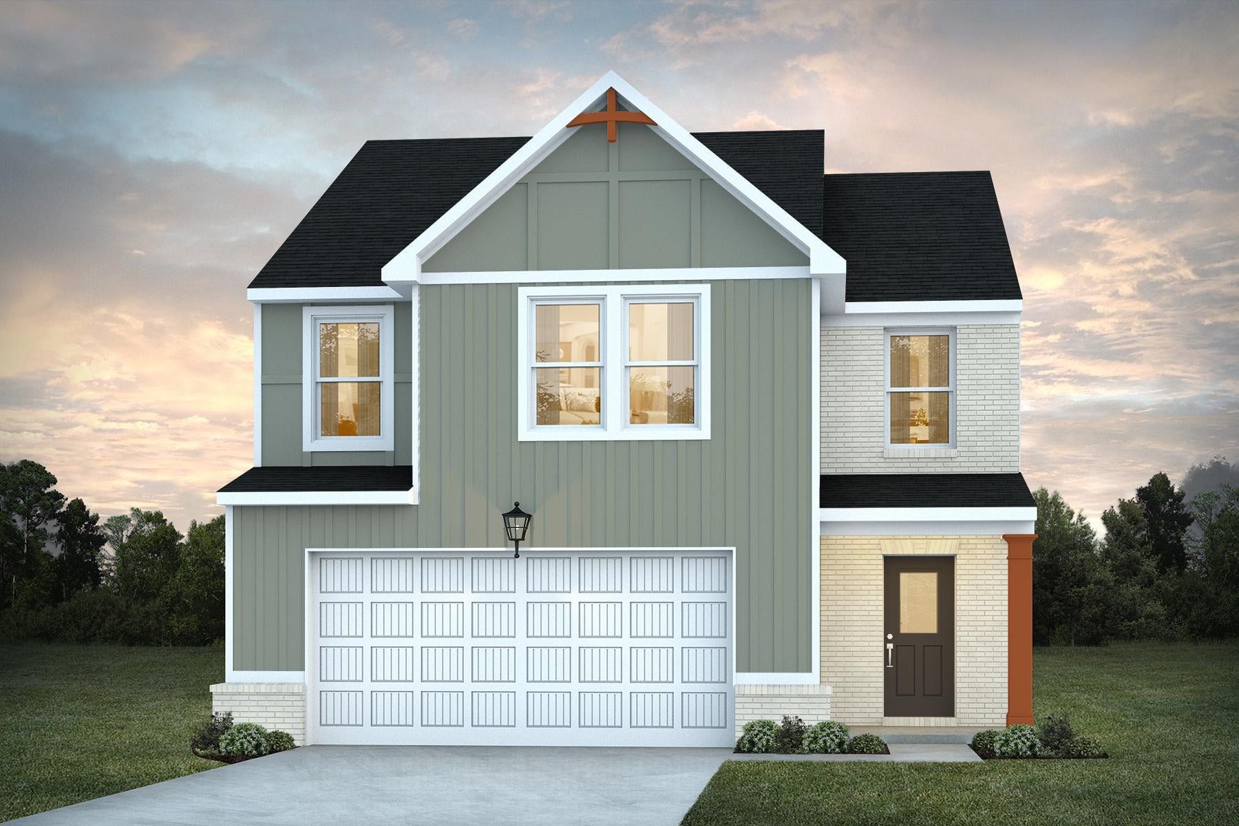 Front exterior of a new home in Evergreen Hills, Piedmont, SC, highlighting curb appeal (Image 1). Front exterior of a new home in Evergreen Hills, Piedmont, SC, highlighting curb appeal (Image 1).