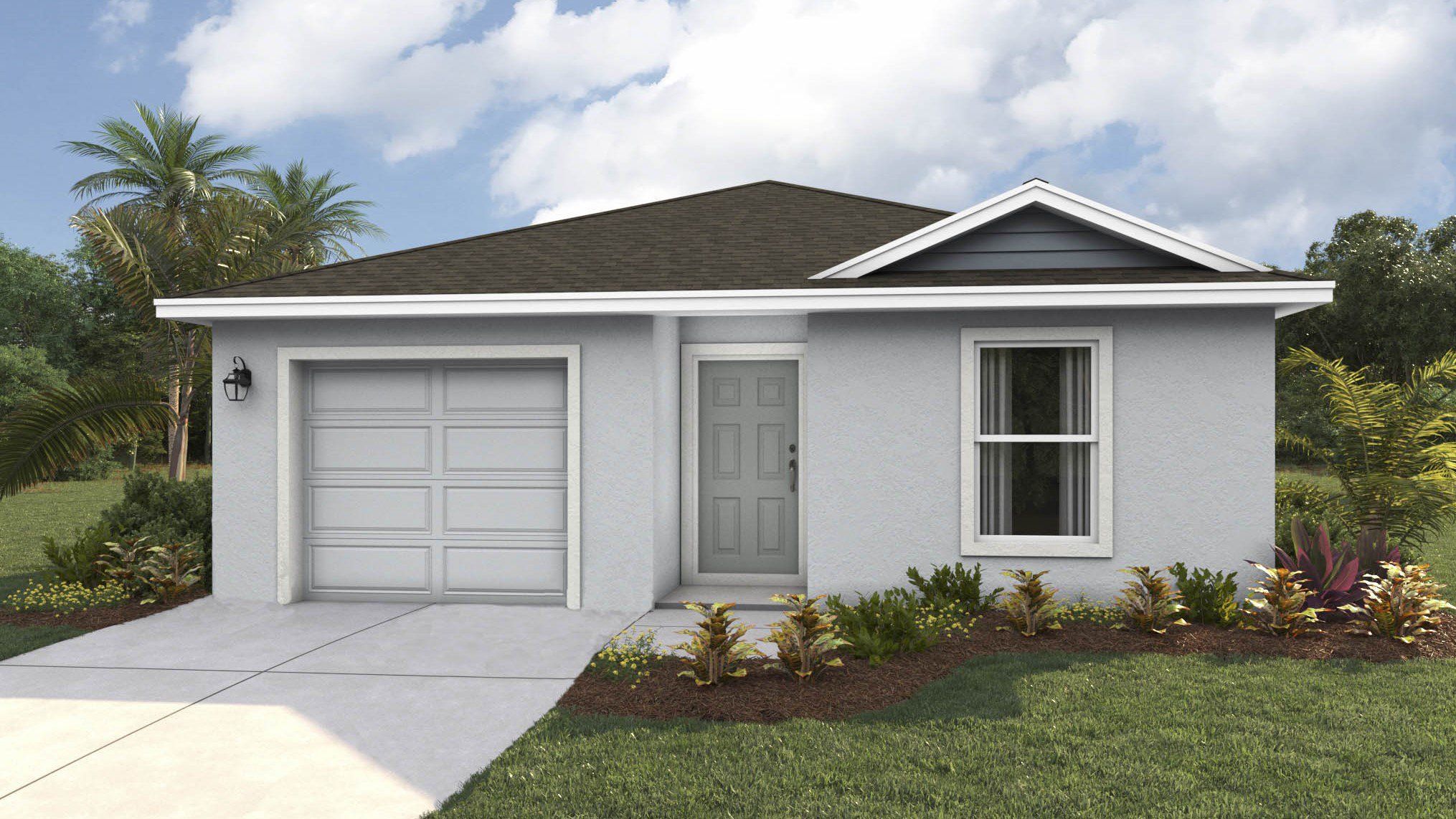 Front exterior of a new home in Rye Crossing, Parrish, FL, highlighting curb appeal (Image 1). Front exterior of a new home in Rye Crossing, Parrish, FL, highlighting curb appeal (Image 1).