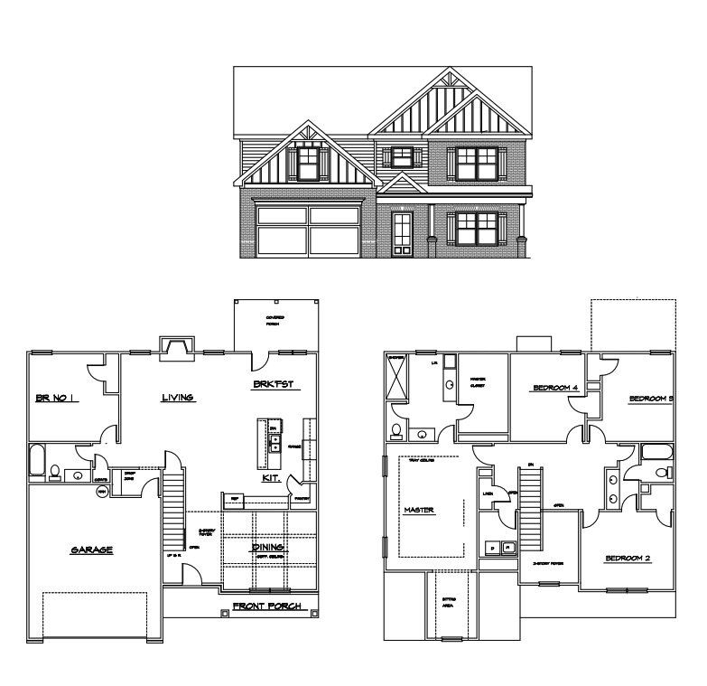 2D floor plan layout for the The Rockwell by Labb Homes in Rockwell Farms, Winder, GA (Image 1).