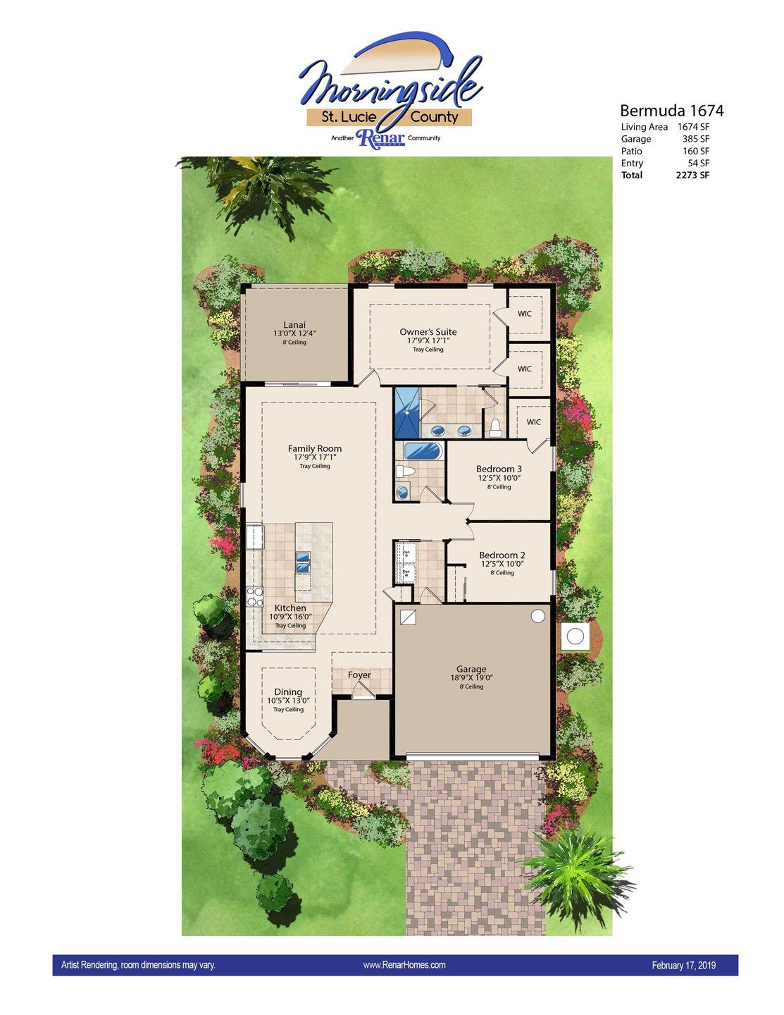 2D floor plan layout for the Bermuda 1674 by Renar Homes in Morningside, Fort Pierce, FL (Image 1). 2D floor plan layout for the Bermuda 1674 by Renar Homes in Morningside, Fort Pierce, FL (Image 1).