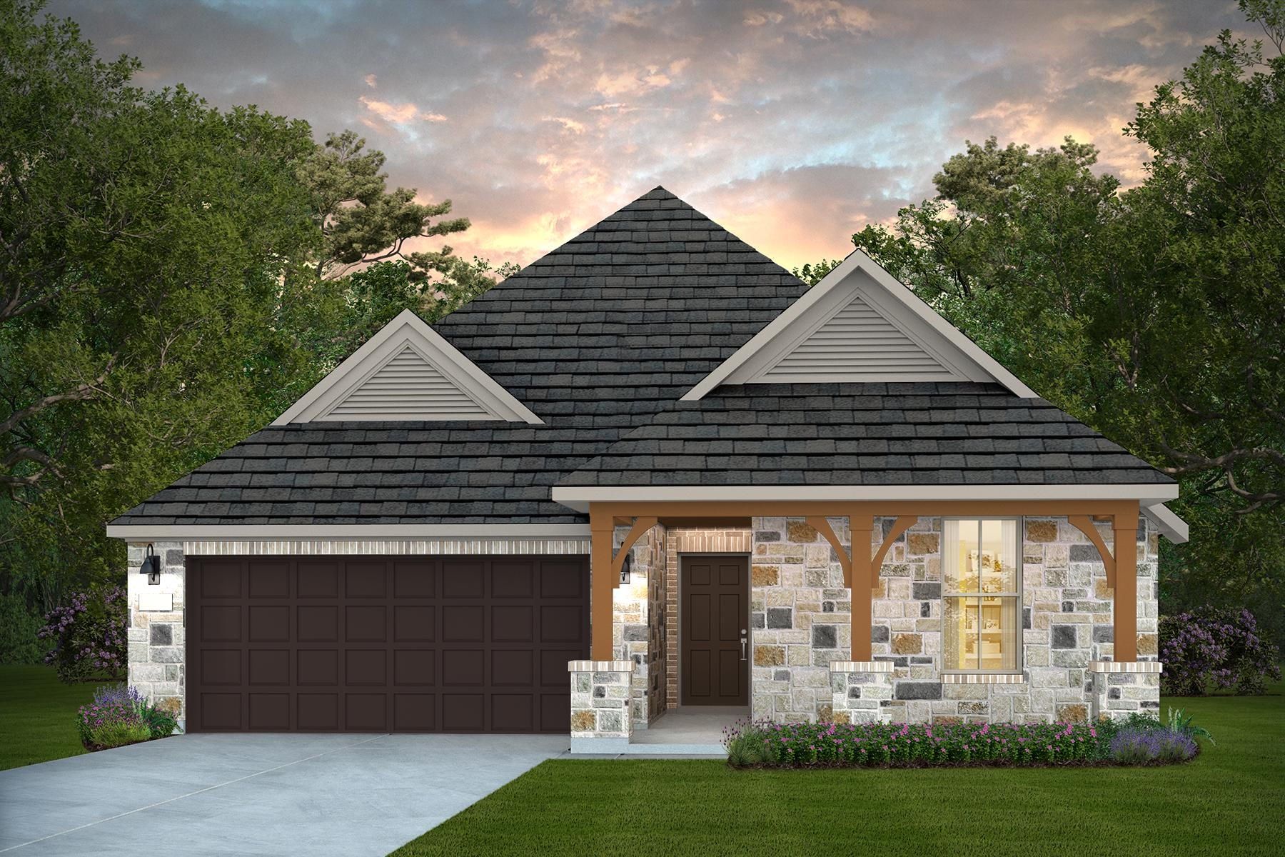 Front exterior of a new home in Corley Farms, Boerne, TX, highlighting curb appeal (Image 1). Front exterior of a new home in Corley Farms, Boerne, TX, highlighting curb appeal (Image 1).
