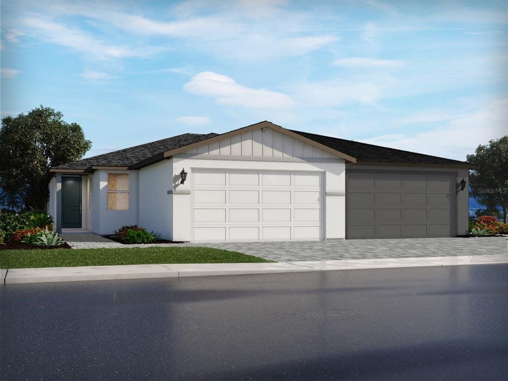 Front exterior of a new home in Ridgehaven - Villas, Ormond Beach, FL, highlighting curb appeal (Image 1). Front exterior of a new home in Ridgehaven - Villas, Ormond Beach, FL, highlighting curb appeal (Image 1).