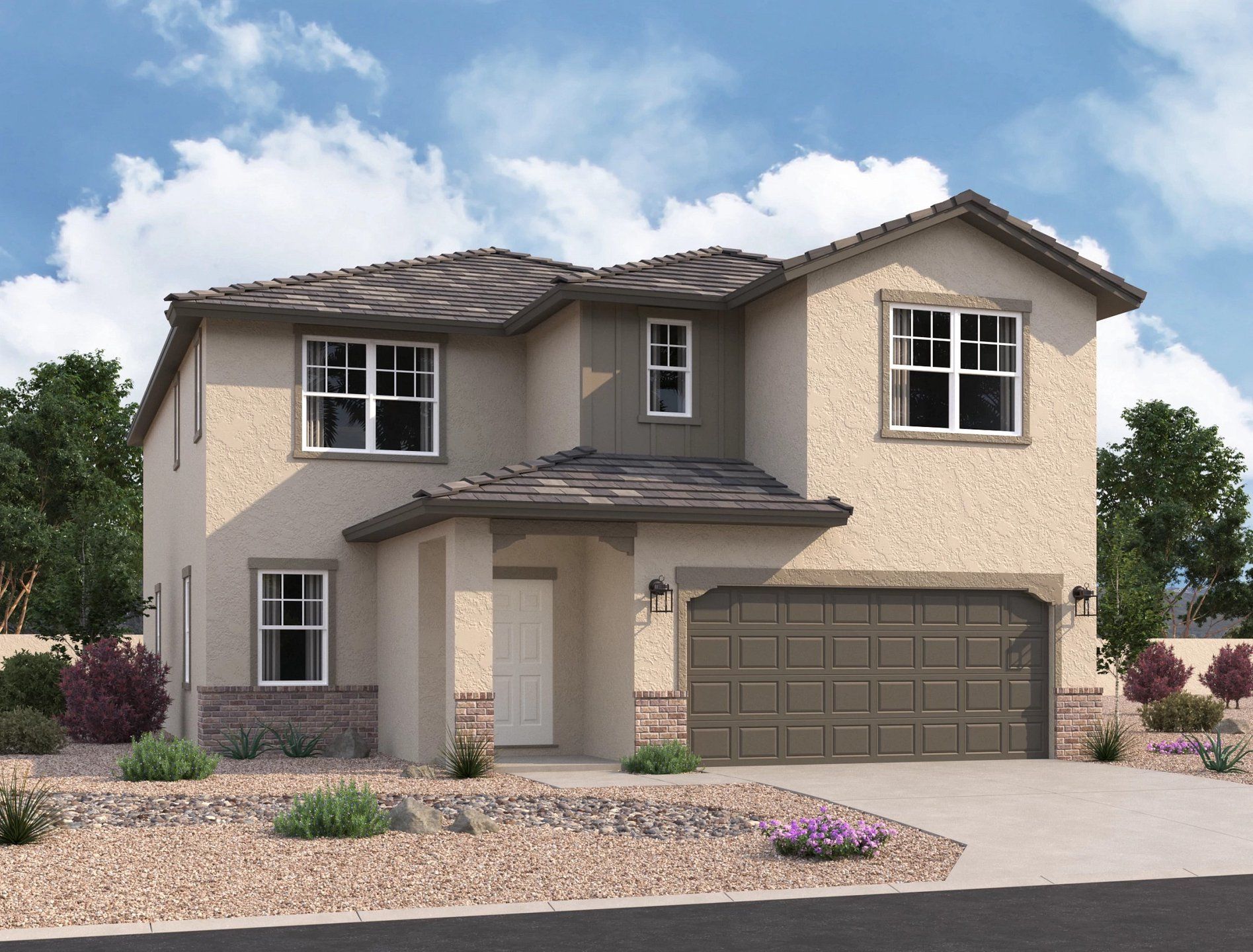 Front exterior of a new home in Laveen Farms, Phoenix, AZ, highlighting curb appeal (Image 1). Front exterior of a new home in Laveen Farms, Phoenix, AZ, highlighting curb appeal (Image 1).