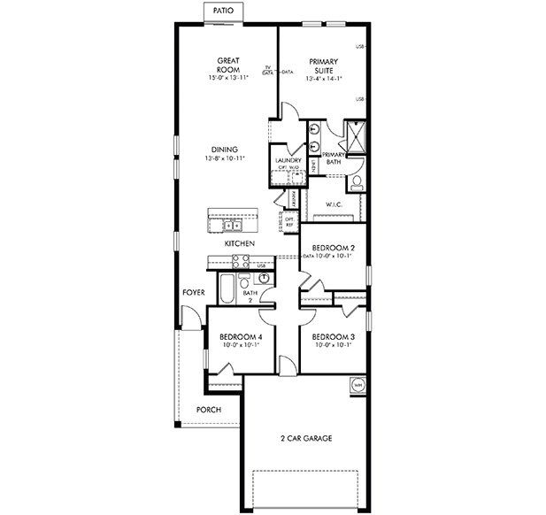 2D floor plan layout of this home in Bradbury Creek - Classic Series, Haines City, FL (Image 1).
