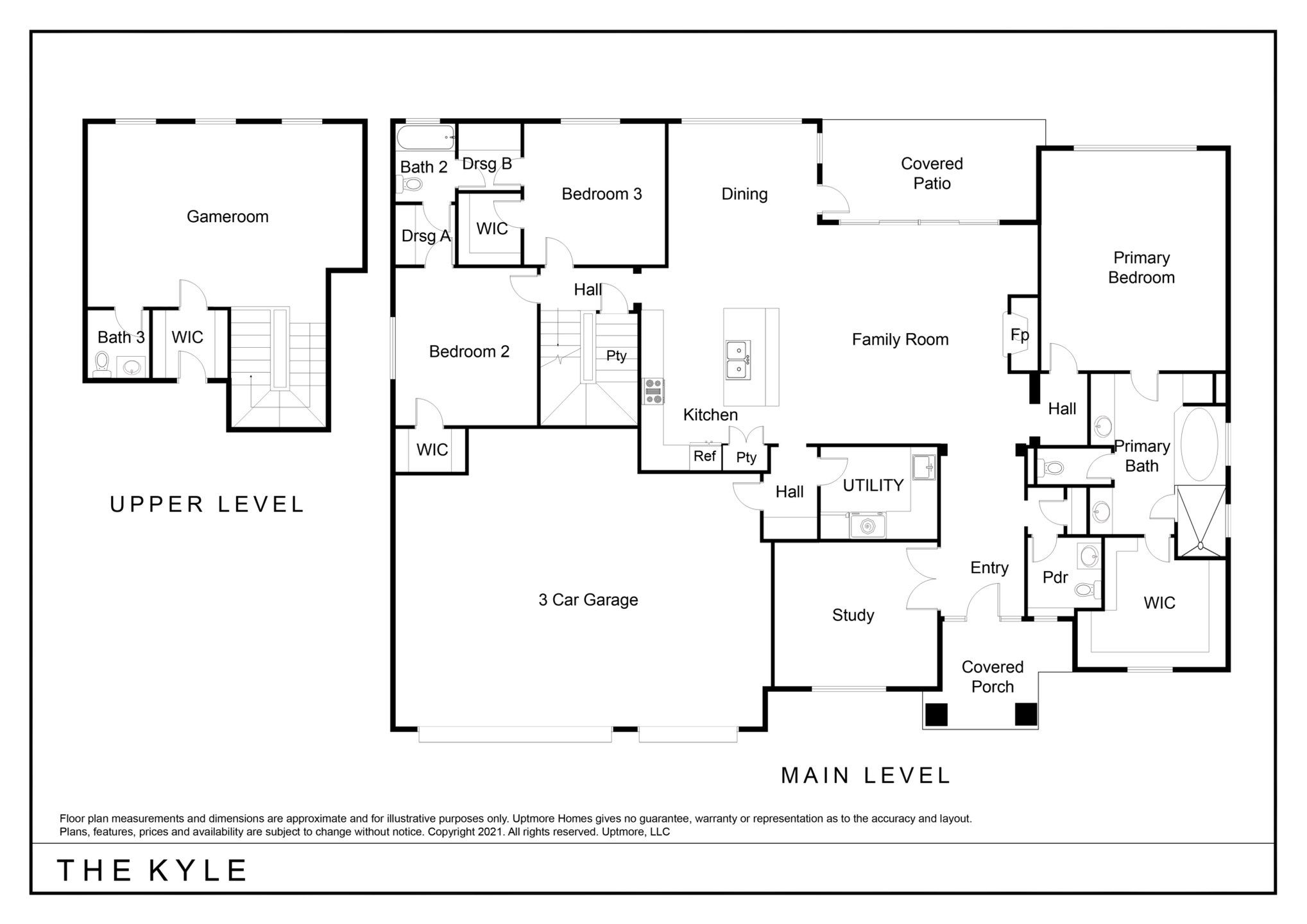 2D floor plan layout for the The Kyle by Uptmore Homes in Harvest Hills, Marion, TX (Image 1). 2D floor plan layout for the The Kyle by Uptmore Homes in Harvest Hills, Marion, TX (Image 1).