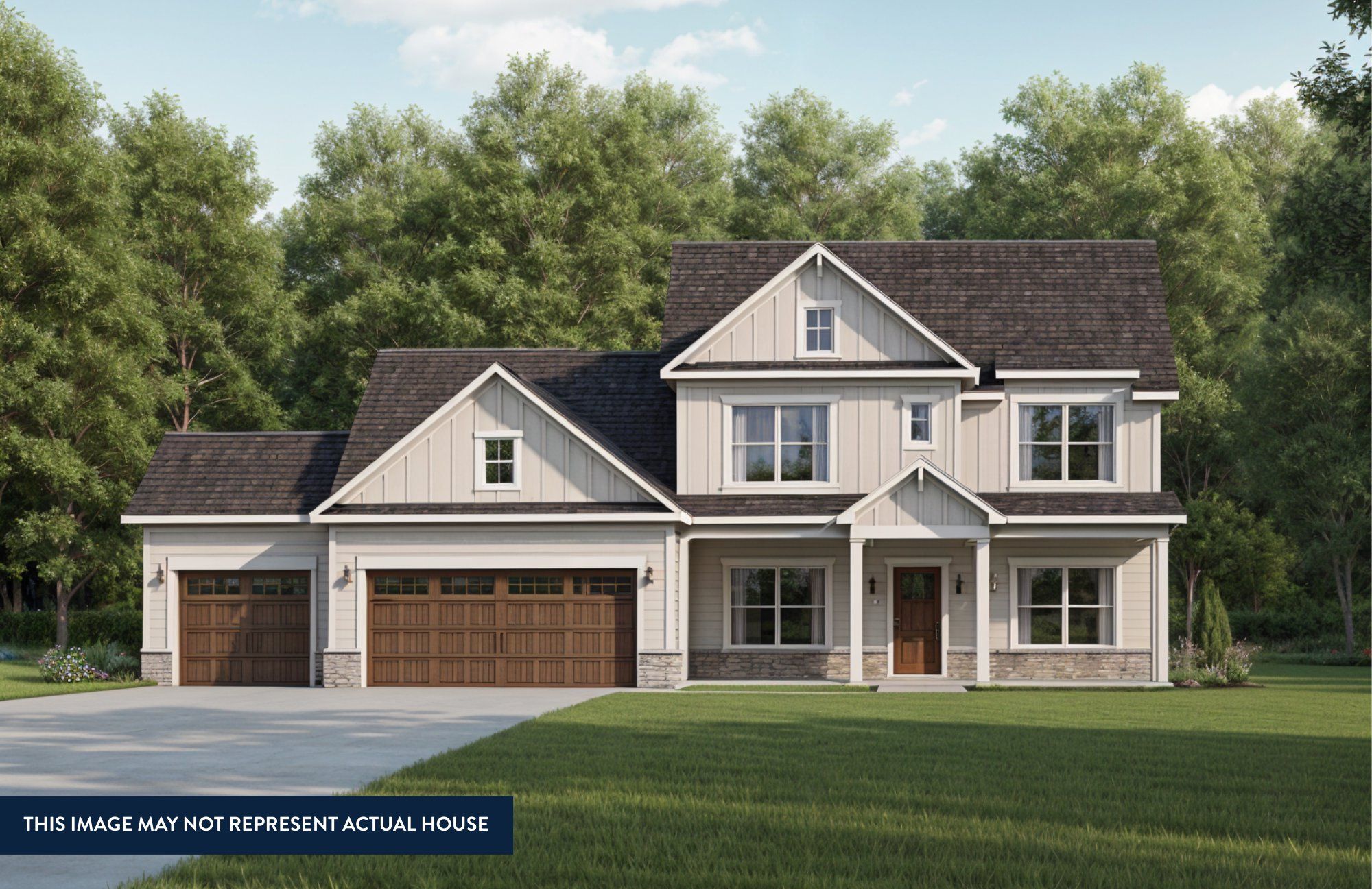 Front exterior of a new home in Red Oak Ridge, Loganville, GA, highlighting curb appeal (Image 1).