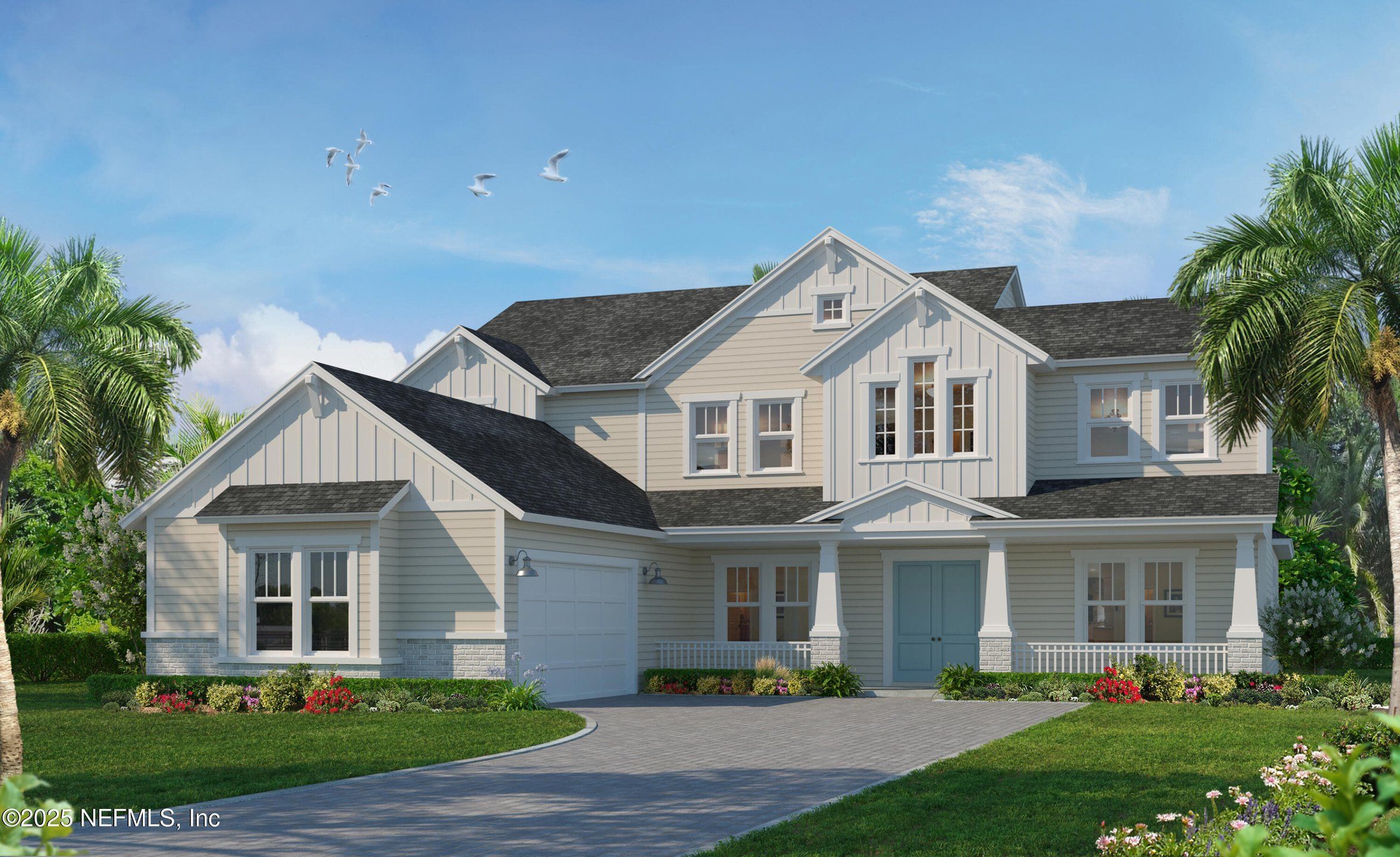 Front exterior of a new home in , St. Augustine, FL, highlighting curb appeal (Image 1). Front exterior of a new home in , St. Augustine, FL, highlighting curb appeal (Image 1).