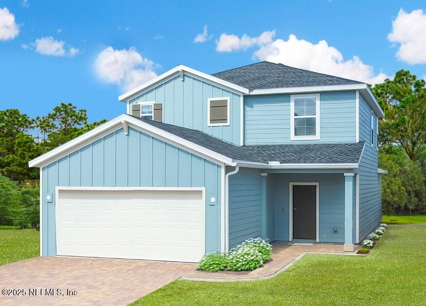 Front exterior of a new home in Avalon Woods, Jacksonville, FL, highlighting curb appeal (Image 1). Front exterior of a new home in Avalon Woods, Jacksonville, FL, highlighting curb appeal (Image 1).