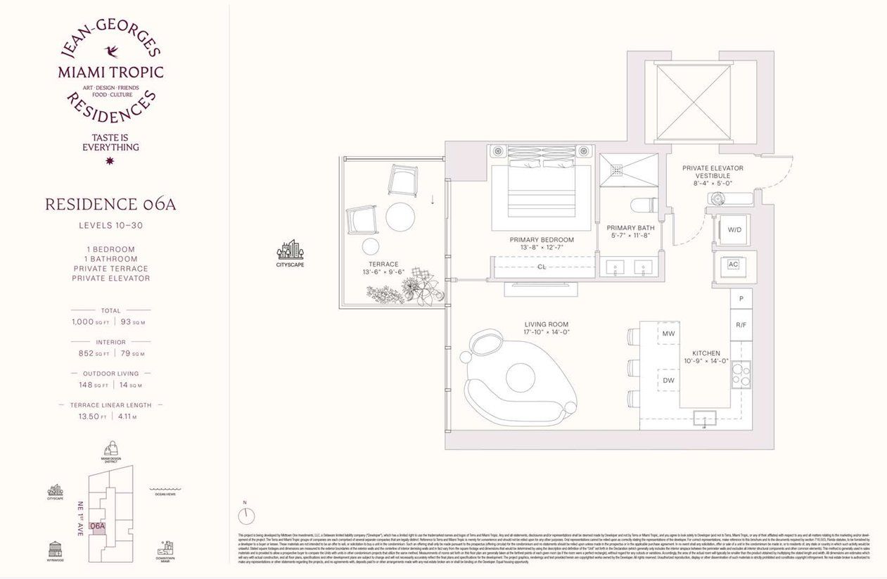 2D floor plan layout for the Residences 06A - Levels 10-30 by Terra Group in Miami Tropic, Miami, FL (Image 1). 2D floor plan layout for the Residences 06A - Levels 10-30 by Terra Group in Miami Tropic, Miami, FL (Image 1).