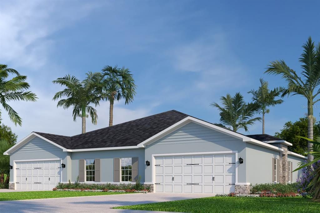 Front exterior of a new home in Hammock Oaks, Lady Lake, FL, highlighting curb appeal (Image 1). Front exterior of a new home in Hammock Oaks, Lady Lake, FL, highlighting curb appeal (Image 1).