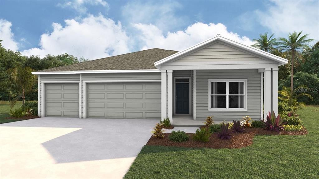 Front exterior of a new home in Avalon Woods, Newberry, FL, highlighting curb appeal (Image 1). Front exterior of a new home in Avalon Woods, Newberry, FL, highlighting curb appeal (Image 1).