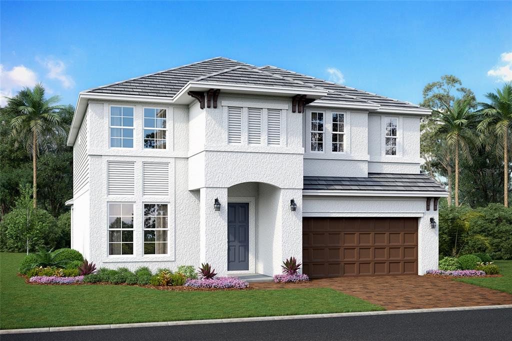 Front exterior of a new home in Sweetwater at Lakewood Ranch, Lakewood Ranch, FL, highlighting curb appeal (Image 1). Front exterior of a new home in Sweetwater at Lakewood Ranch, Lakewood Ranch, FL, highlighting curb appeal (Image 1).