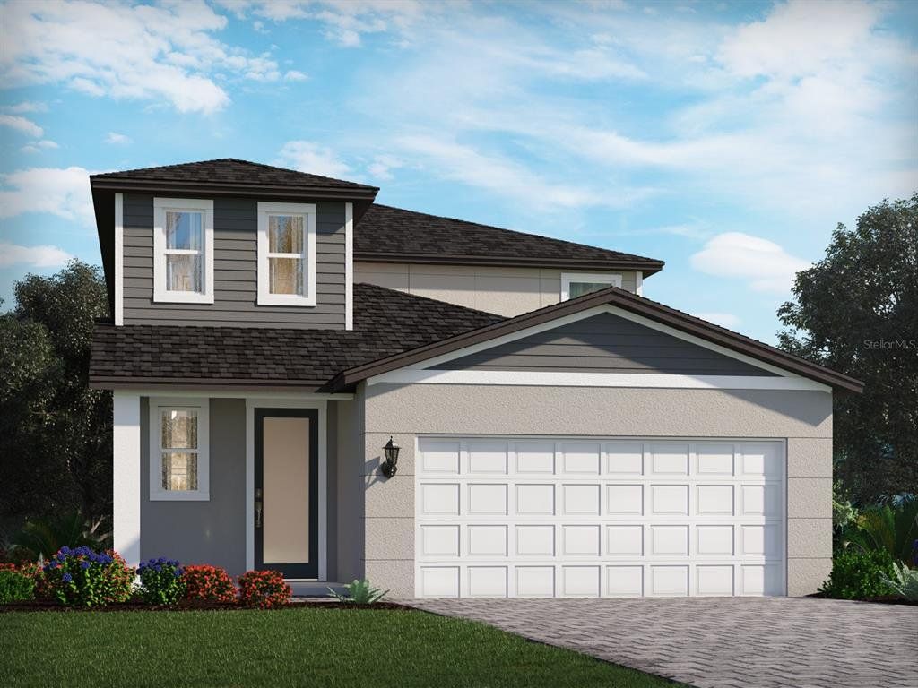 Front exterior of a new home in Wynnstone - Classic Series, Davenport, FL, highlighting curb appeal (Image 1).