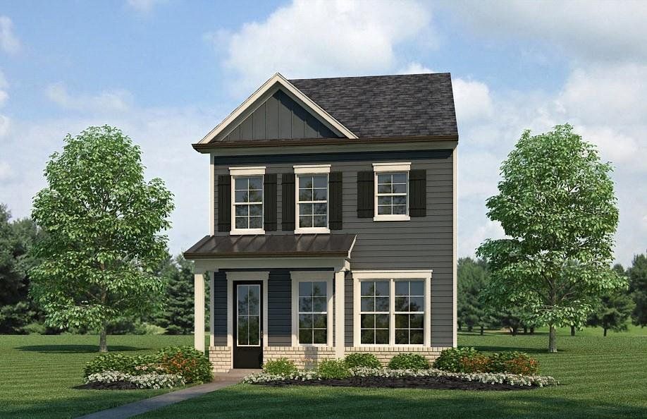 Front exterior of a new home in , Flowery Branch, GA, highlighting curb appeal (Image 1).