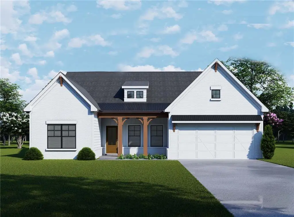 Front exterior of a new home in Rosewood Lake Preserve, Hoschton, GA, highlighting curb appeal (Image 1). Front exterior of a new home in Rosewood Lake Preserve, Hoschton, GA, highlighting curb appeal (Image 1).