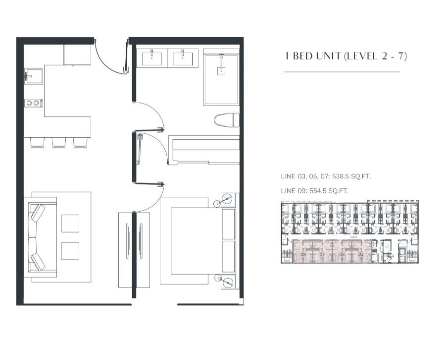 Image 1 representing the 1 BED UNIT by Urban Network Capital Group in Visions at Brickell Station, Miami, FL.