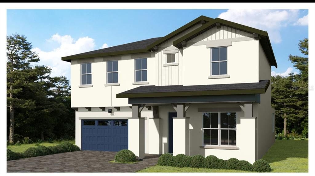 Front exterior of a new home in Havenfield at Crossprairie, St. Cloud, FL, highlighting curb appeal (Image 1).