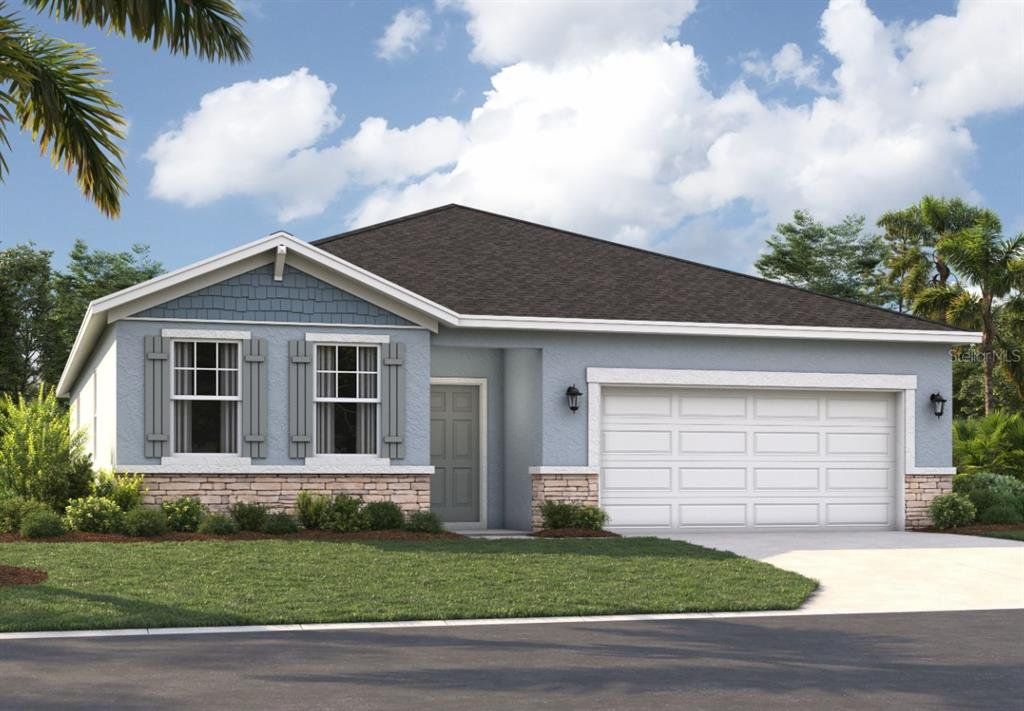 Front exterior of a new home in Brack Ranch, St. Cloud, FL, highlighting curb appeal (Image 1). Front exterior of a new home in Brack Ranch, St. Cloud, FL, highlighting curb appeal (Image 1).