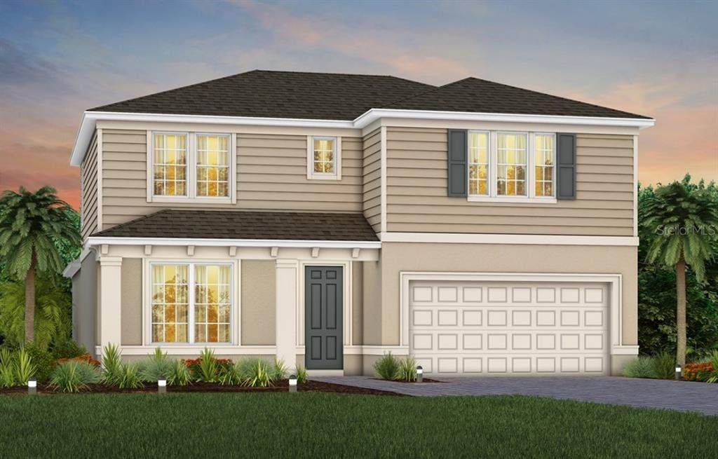 Front exterior of a new home in Sunrise Estates, West Melbourne, FL, highlighting curb appeal (Image 1). Front exterior of a new home in Sunrise Estates, West Melbourne, FL, highlighting curb appeal (Image 1).