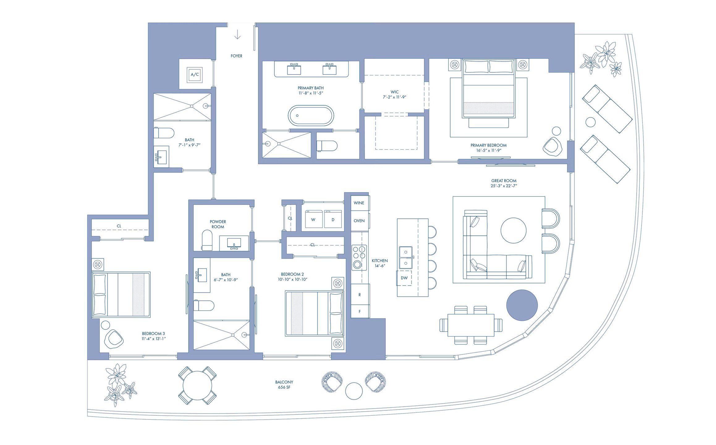 2D floor plan layout for the 01 Lvl 9-18 by Mast Capital in Cipriani Residences Miami, Miami, FL (Image 1).