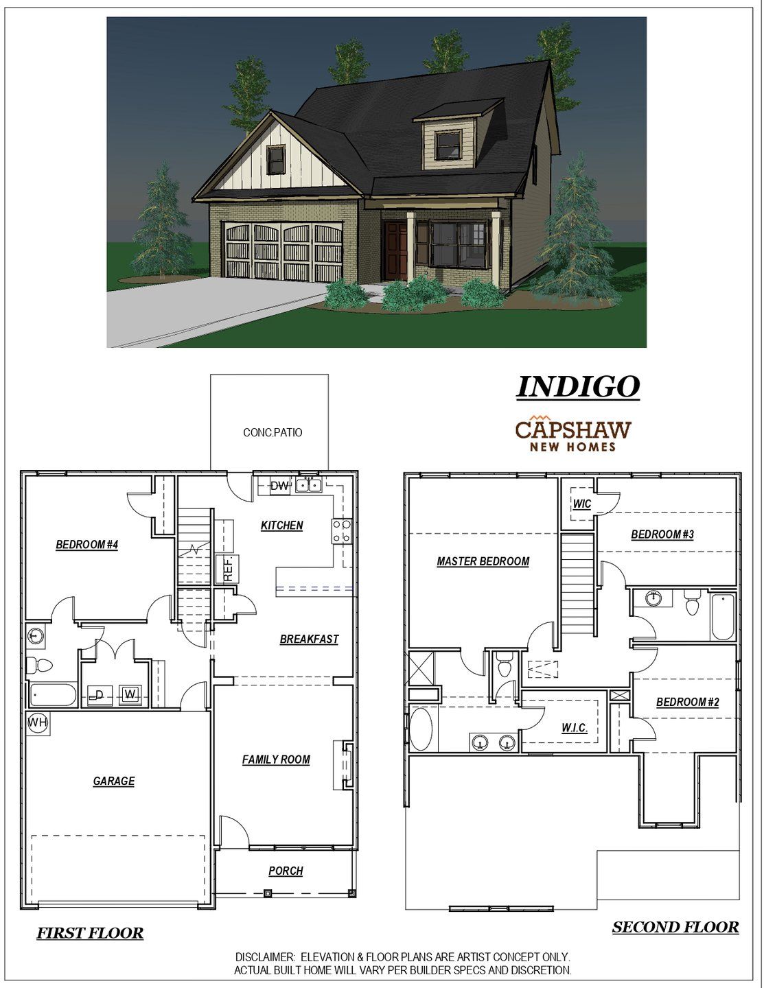 2D floor plan layout for the Indigo by Capshaw in Walker Commons, Hampton, GA (Image 1).