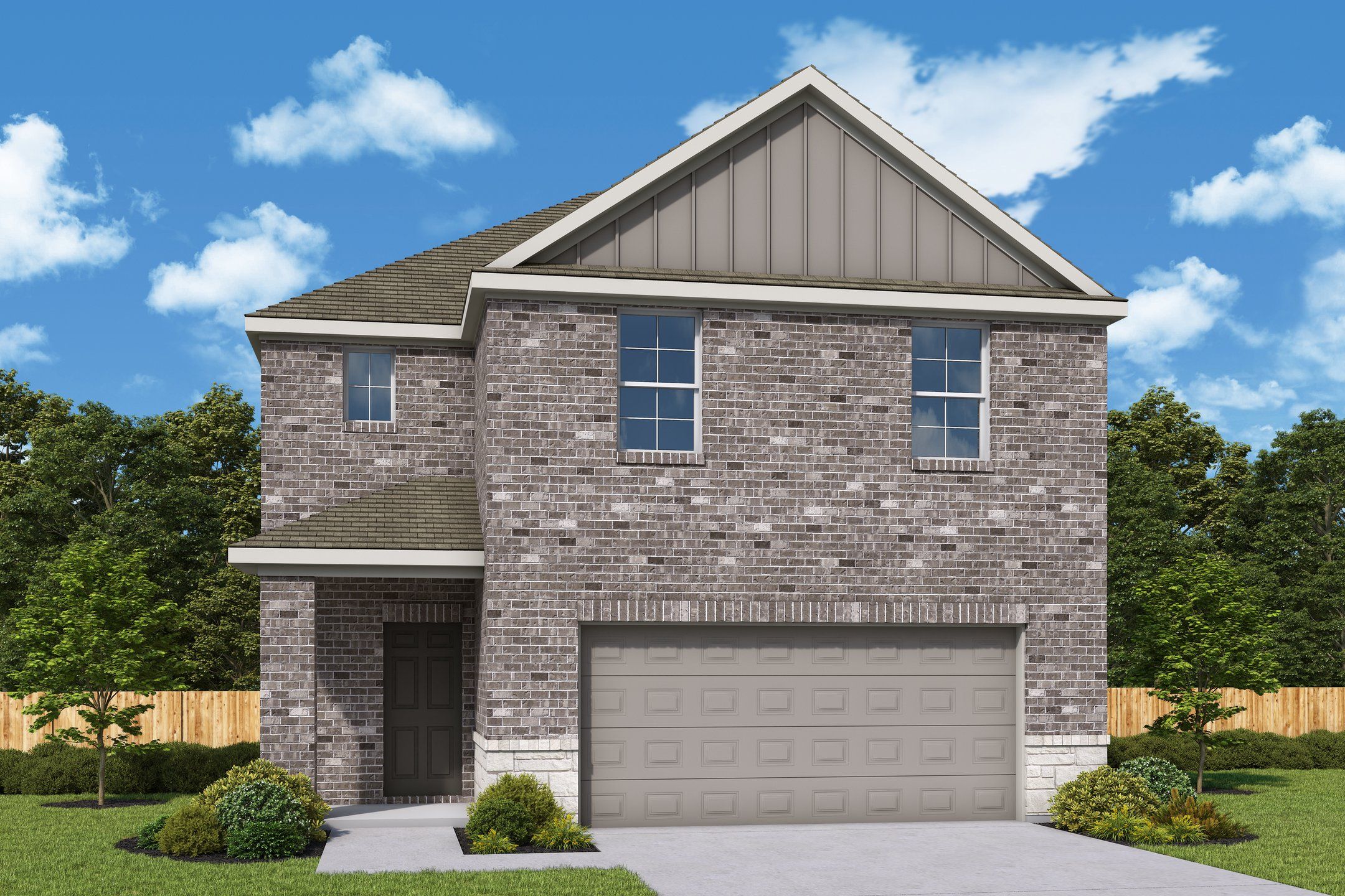 Front exterior of a new home in Creekhaven, Arcola, TX, highlighting curb appeal (Image 1). Front exterior of a new home in Creekhaven, Arcola, TX, highlighting curb appeal (Image 1).