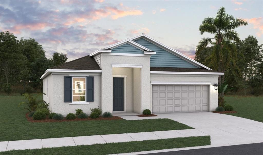 Front exterior of a new home in Creekside Run at Babcock Ranch, Punta Gorda, FL, highlighting curb appeal (Image 1). Front exterior of a new home in Creekside Run at Babcock Ranch, Punta Gorda, FL, highlighting curb appeal (Image 1).