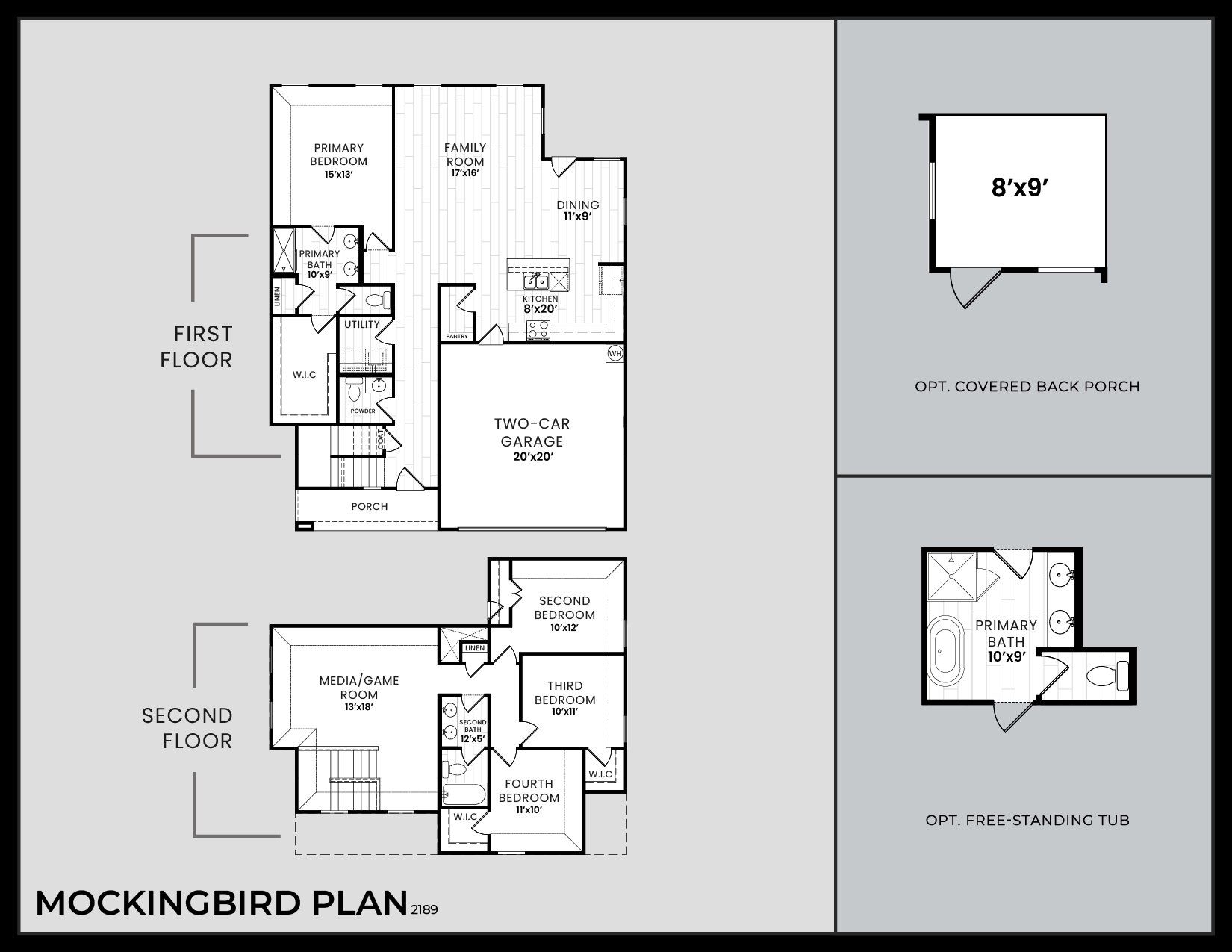 2D floor plan layout for the Mockingbird by Dunhill Homes in Pebblebrook, Sherman, TX (Image 1). 2D floor plan layout for the Mockingbird by Dunhill Homes in Pebblebrook, Sherman, TX (Image 1).