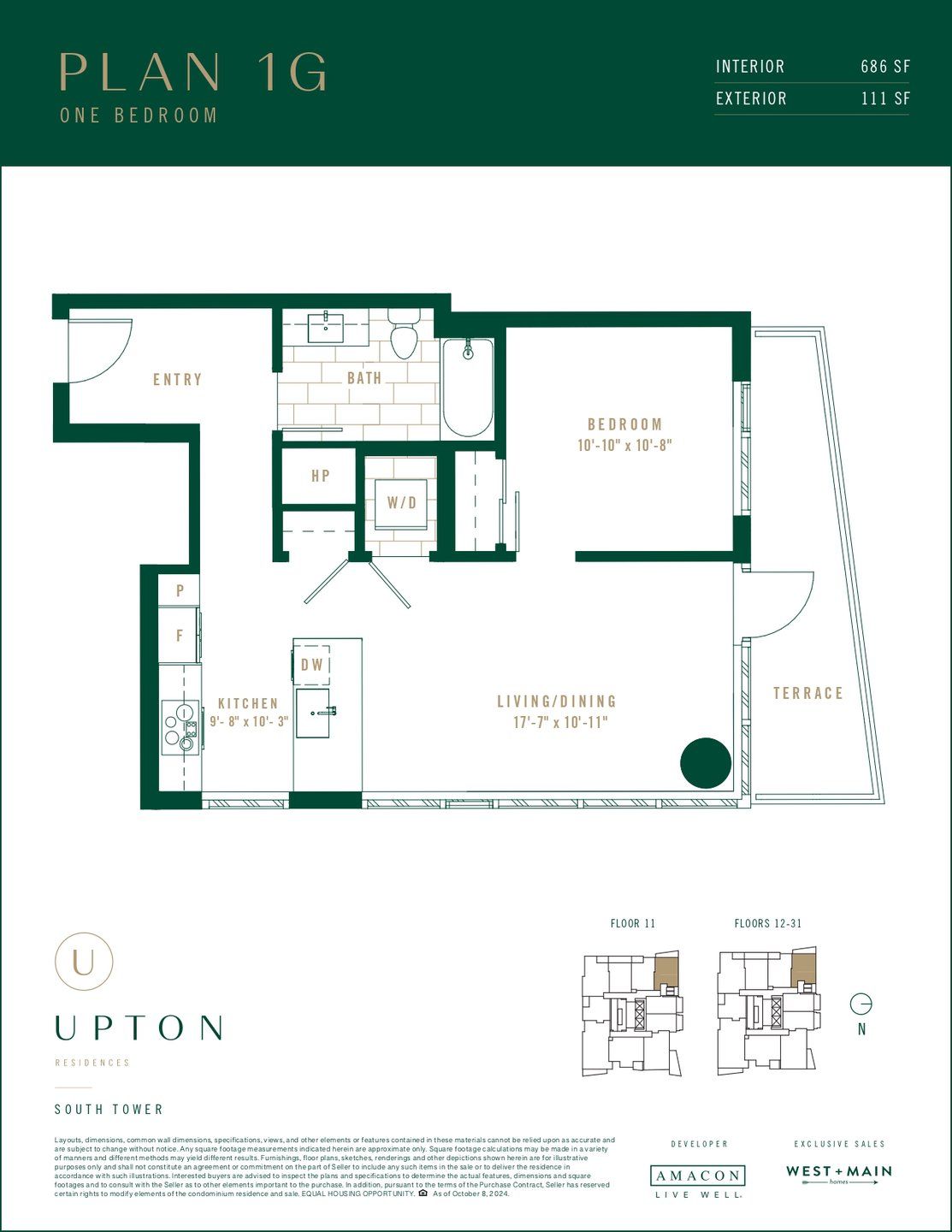 2D floor plan layout for the Plan 1G by Amacon in Upton Residences, Denver, CO (Image 1). 2D floor plan layout for the Plan 1G by Amacon in Upton Residences, Denver, CO (Image 1).