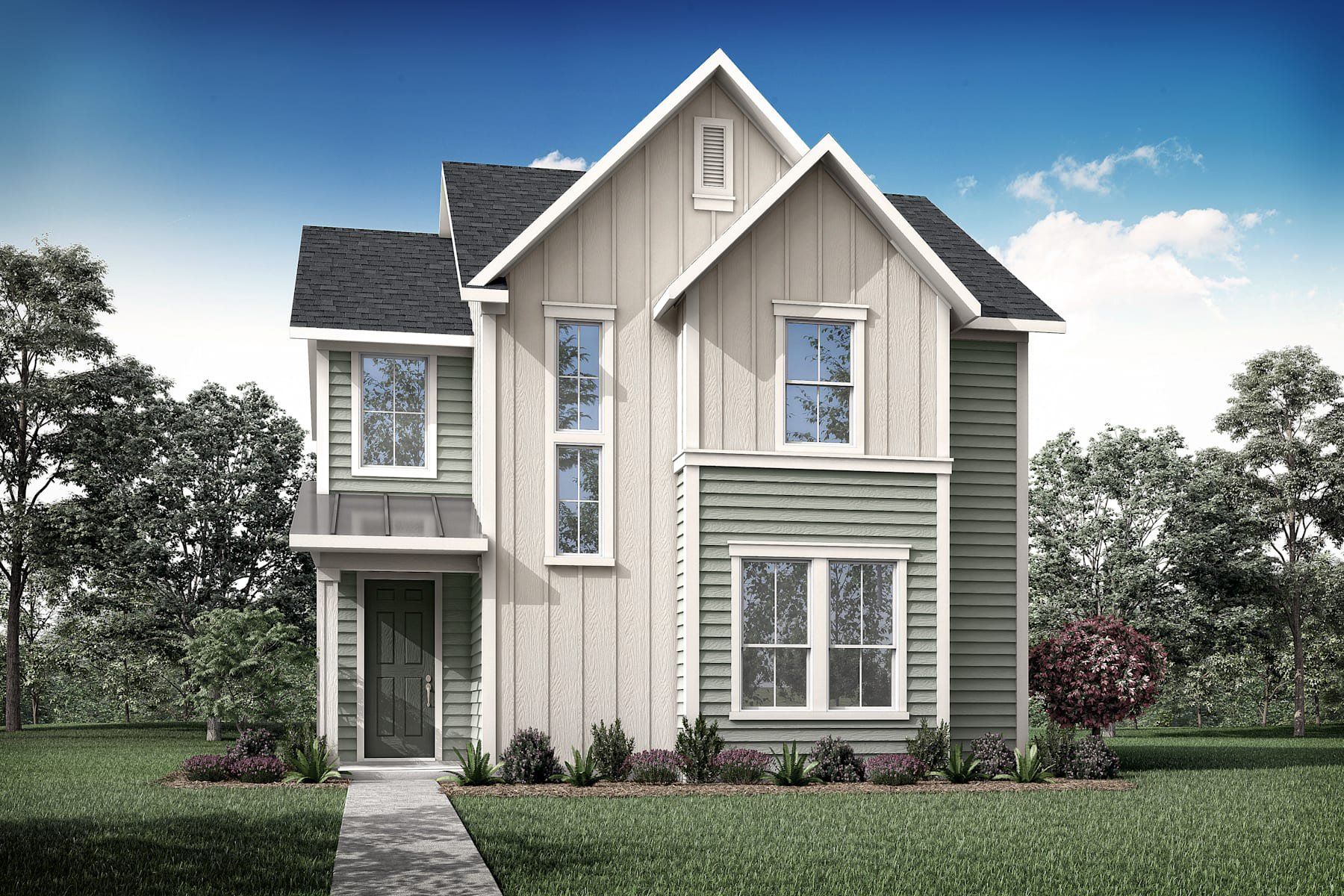 Representative exterior photo of a completed home built from the Palomino by Tri Pointe Homes in Painted Tree, McKinney, TX (Image 1). Representative exterior photo of a completed home built from the Palomino by Tri Pointe Homes in Painted Tree, McKinney, TX (Image 1).