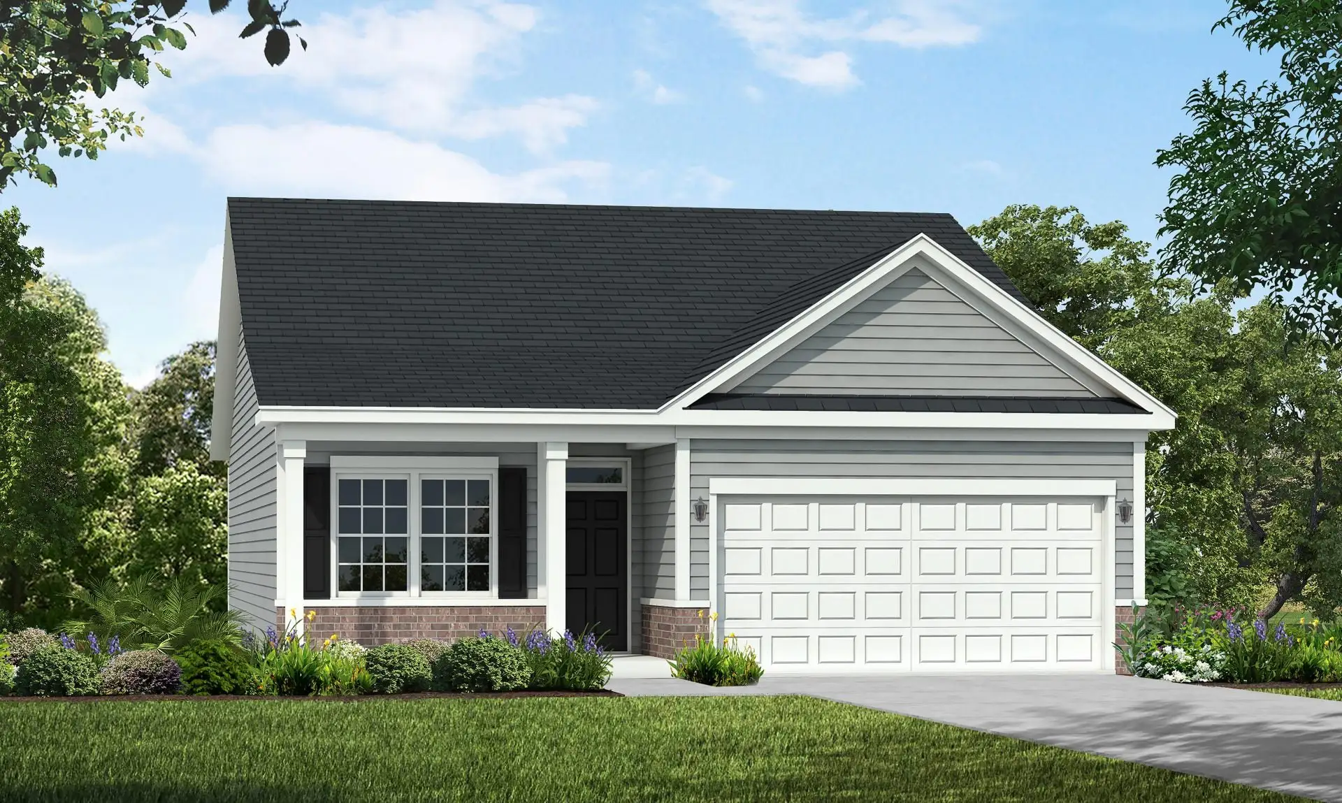 Front exterior of a new home in Cottages at Indian Trail West, Indian Trail, NC, highlighting curb appeal (Image 1).