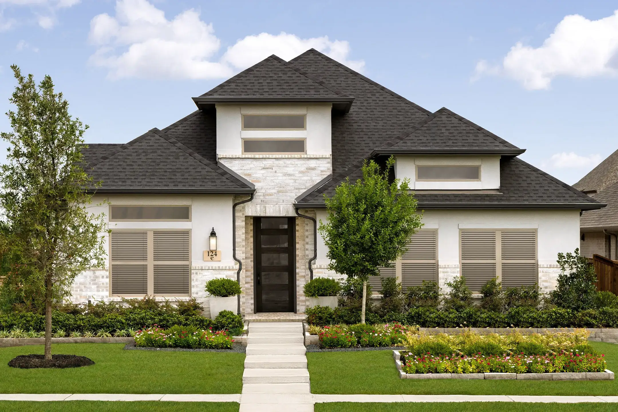 Front exterior of a new home in Furst Ranch, Argyle, TX, highlighting curb appeal (Image 1). Front exterior of a new home in Furst Ranch, Argyle, TX, highlighting curb appeal (Image 1).