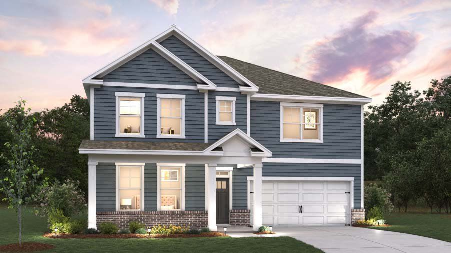 Front exterior of a new home in Westport, York, SC, highlighting curb appeal (Image 1). Front exterior of a new home in Westport, York, SC, highlighting curb appeal (Image 1).