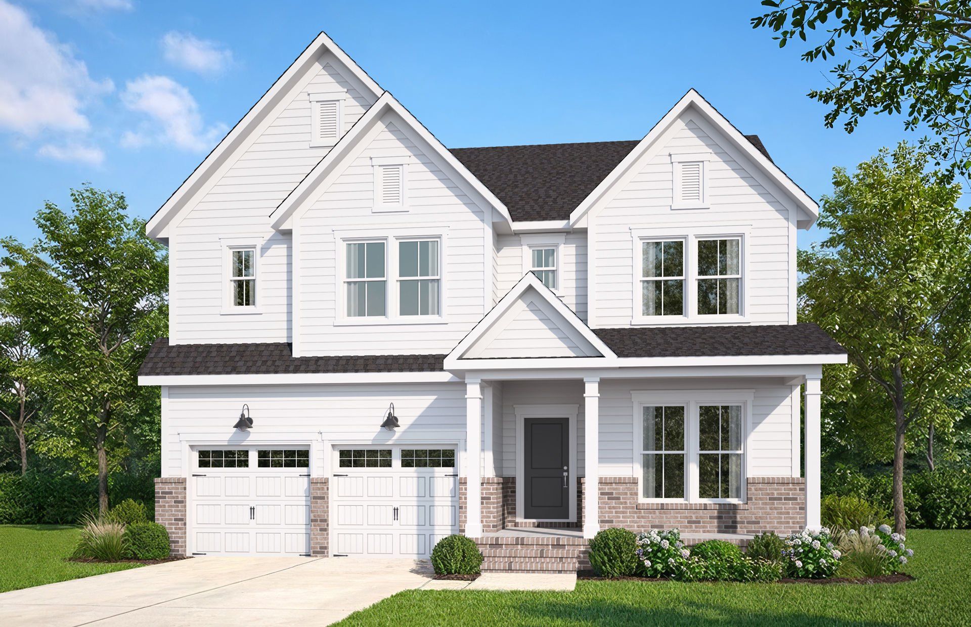 Front exterior of a new home in Lewiston Meadows, Greensboro, NC, highlighting curb appeal (Image 1). Front exterior of a new home in Lewiston Meadows, Greensboro, NC, highlighting curb appeal (Image 1).