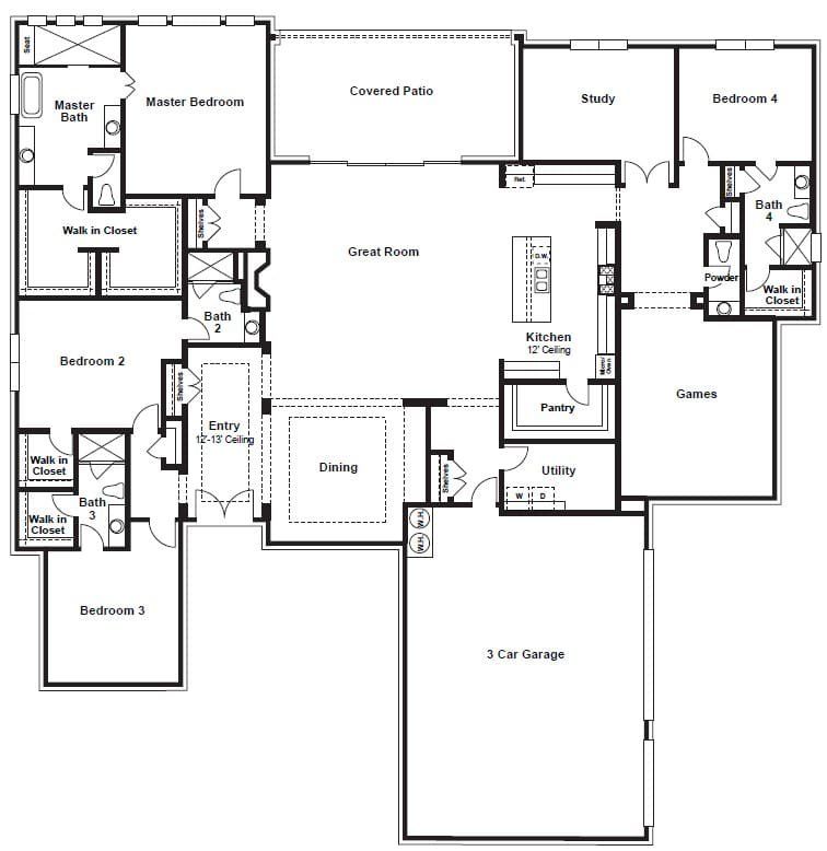 2D floor plan layout of this home in ClearWater Ranch, Liberty Hill, TX (Image 1). 2D floor plan layout of this home in ClearWater Ranch, Liberty Hill, TX (Image 1).