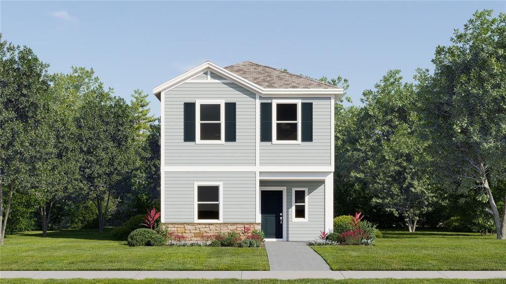 Front exterior of a new home in The Glades at Crossprairie, St. Cloud, FL, highlighting curb appeal (Image 1). Front exterior of a new home in The Glades at Crossprairie, St. Cloud, FL, highlighting curb appeal (Image 1).