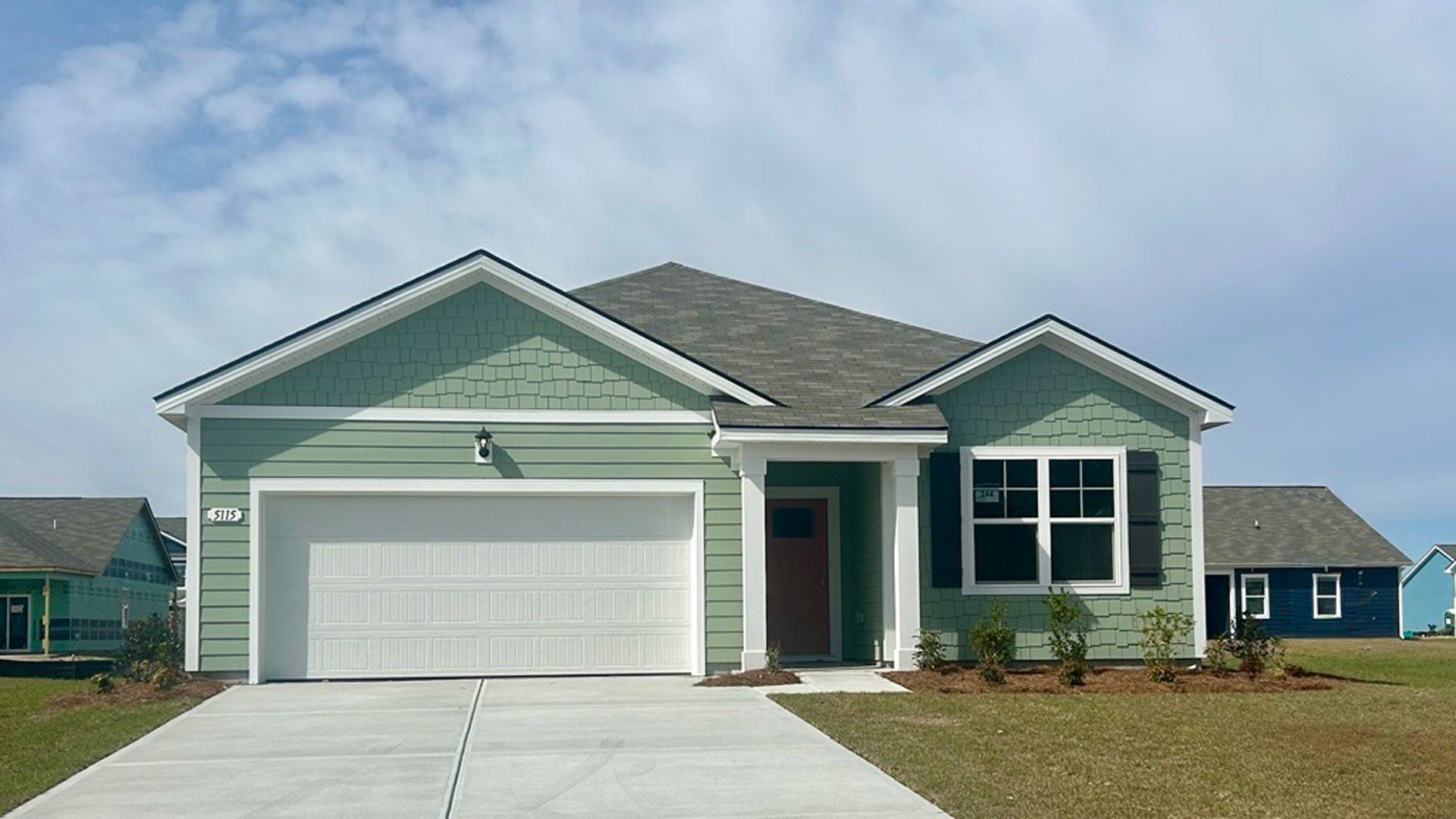 Front exterior of a new home in Auberon Woods, Conway, SC, highlighting curb appeal (Image 1). Front exterior of a new home in Auberon Woods, Conway, SC, highlighting curb appeal (Image 1).