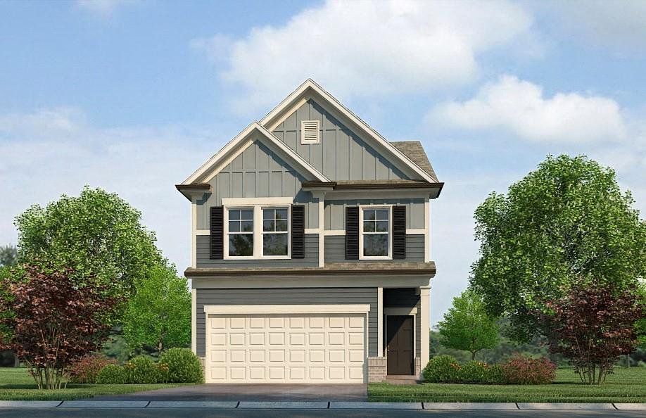 Front exterior of a new home in The Retreat at Walden Park, Jonesboro, GA, highlighting curb appeal (Image 1).