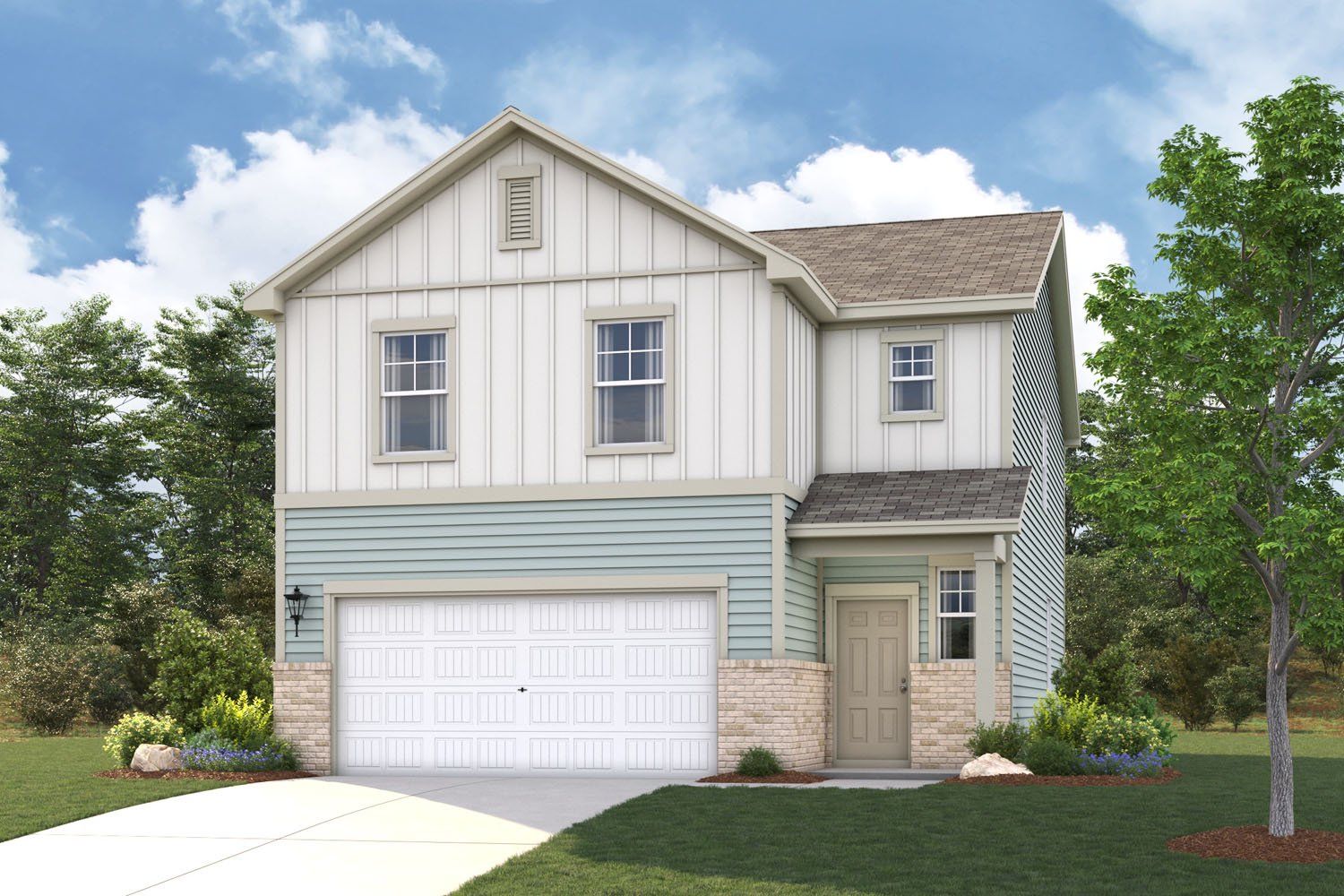 Front exterior of a new home in Grants Landing, Salisbury, NC, highlighting curb appeal (Image 1). Front exterior of a new home in Grants Landing, Salisbury, NC, highlighting curb appeal (Image 1).
