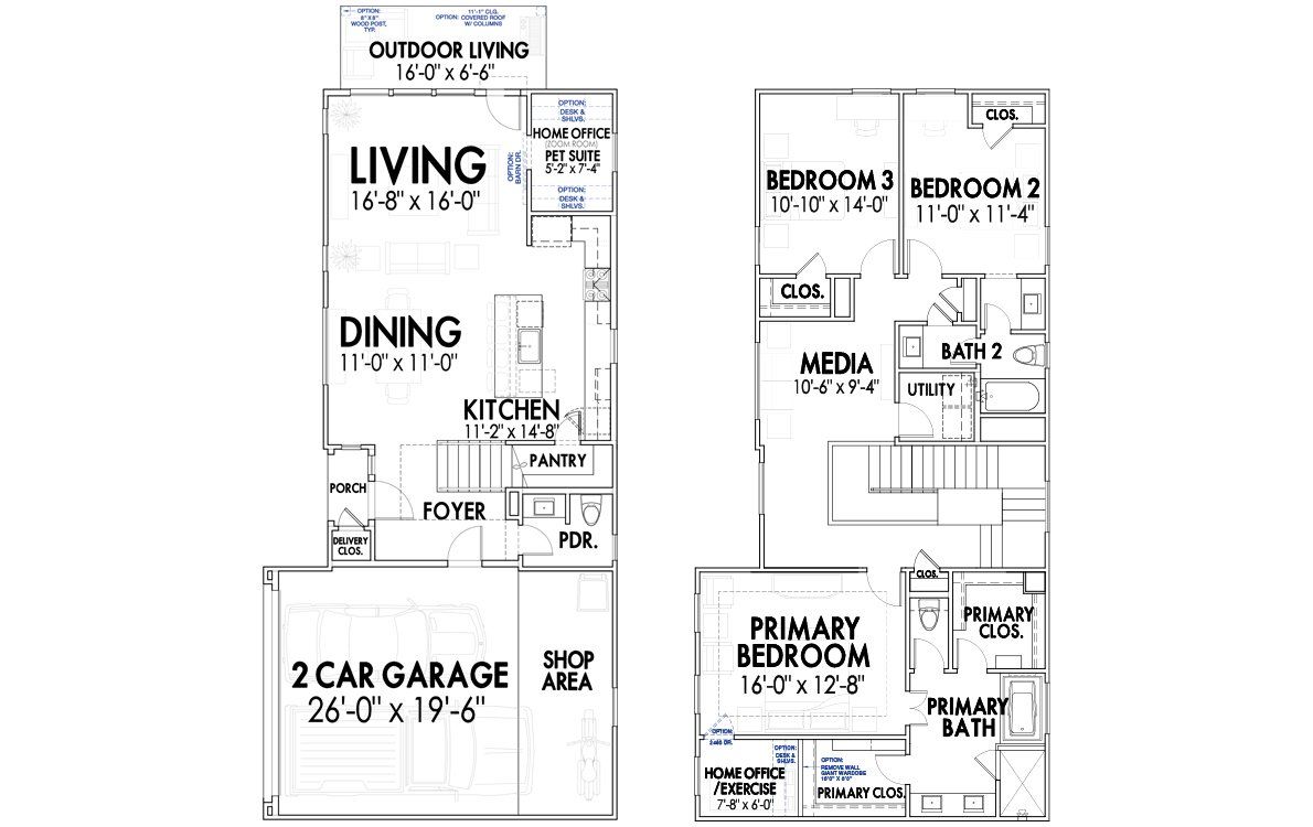 2D floor plan layout for the 9239 by CitySide Homes in The Corner At Buffalo Pointe, Houston, TX (Image 1). 2D floor plan layout for the 9239 by CitySide Homes in The Corner At Buffalo Pointe, Houston, TX (Image 1).