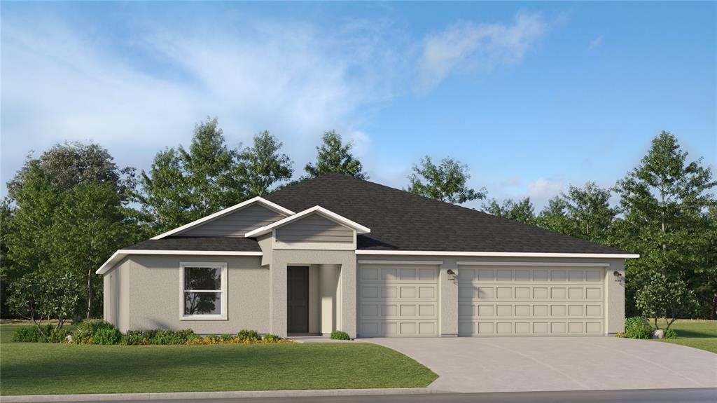 Front exterior of a new home in Ranches at Lake McLeod: Executive Key Collection, Eagle Lake, FL, highlighting curb appeal (Image 1). Front exterior of a new home in Ranches at Lake McLeod: Executive Key Collection, Eagle Lake, FL, highlighting curb appeal (Image 1).