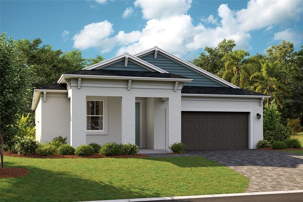 Front exterior of a new home in Cherrywood Preserve, Ocala, FL, highlighting curb appeal (Image 1).