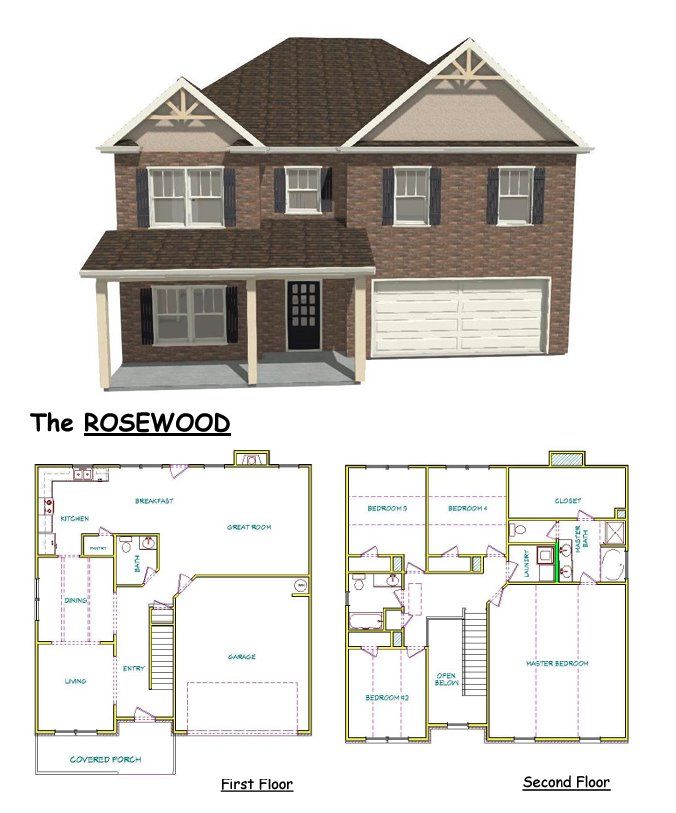 Image 1 representing the Rosewood by Capshaw in Laney Place, Rex, GA.