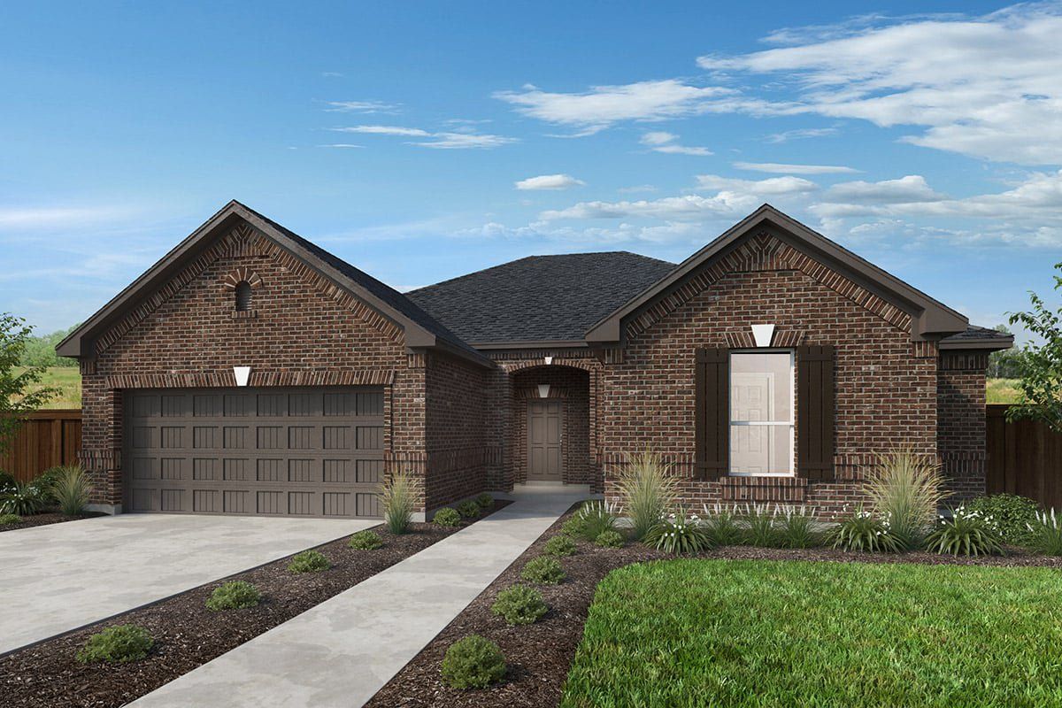Front exterior of a new home in The Preserve Estates, Justin, TX, highlighting curb appeal (Image 1). Front exterior of a new home in The Preserve Estates, Justin, TX, highlighting curb appeal (Image 1).