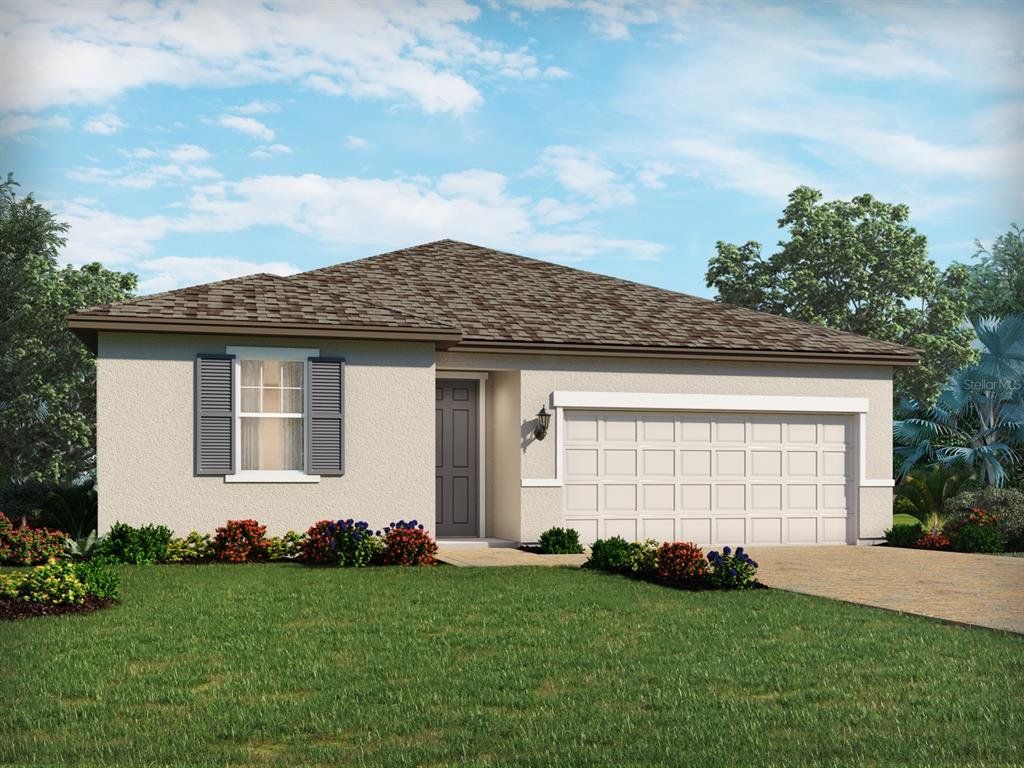Front exterior of a new home in Legends Preserve - Signature Series, Daytona Beach, FL, highlighting curb appeal (Image 1).